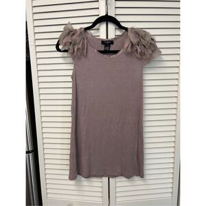 U-Knit Petite Ruffle Tunic in Mauve, Sz Small